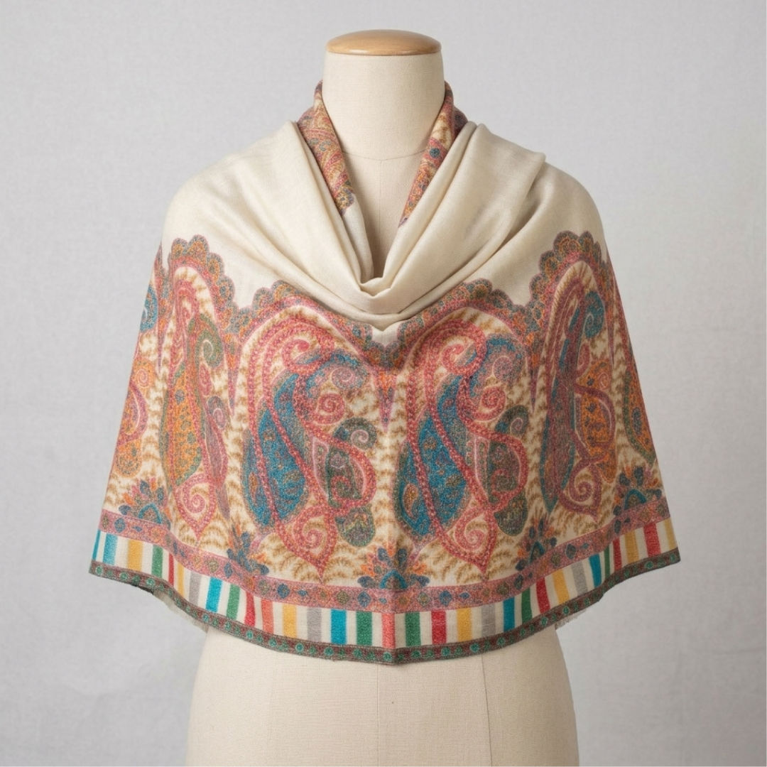 Kashmiri Kani Palla Cutwork Shawl